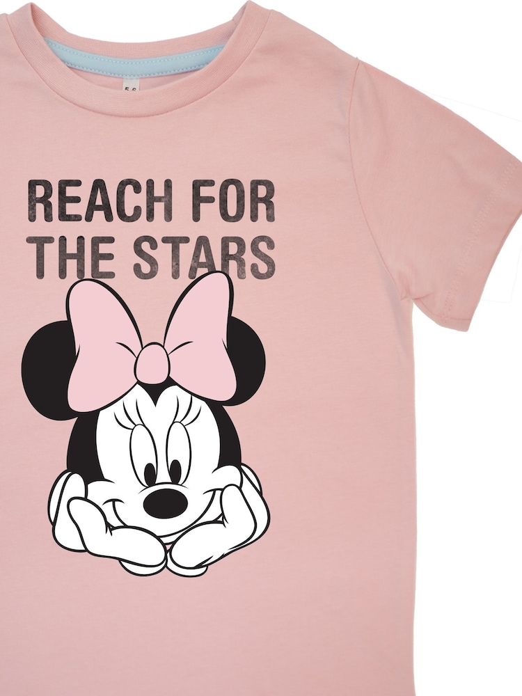 Brands In Pink Minnie Mouse Reach For The Stars Girls Baby Hearts 100% Cotton Pyjamas - Image 3 of 3