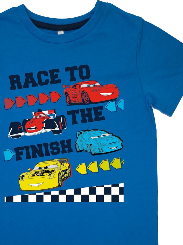 Brands In Blue Boys Cars Race To The Finish Royal Camo 100% Cotton Pyjamas - Image 3 of 4