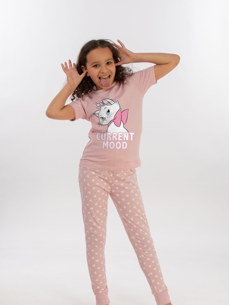 Brands In Pink The Aristocats Marie Current Mood Girls Baby Hearts 100% Cotton Pyjamas - Image 1 of 4
