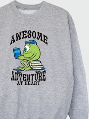 Brands In Grey Monsters Inc Mike Reading Awesome Adventure Boys Heather Sweatshirt - Image 2 of 3