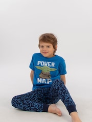 Brands In Dark Blue Boys The Mandalorian Logo Child Camo 100% Cotton Pyjamas - Image 1 of 4
