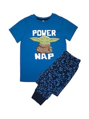 Brands In Dark Blue Boys The Mandalorian Logo Child Camo 100% Cotton Pyjamas - Image 2 of 4
