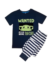 Brands In Blue Boys The Mandalorian Wanted Stripes 100% Cotton Pyjamas - Image 2 of 4