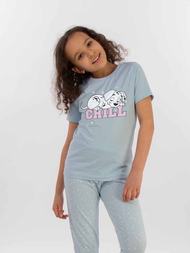 Brands In Blue 101 Dalmatians Chill Girls Baby Stars 100% Cotton Pyjamas - Image 1 of 4