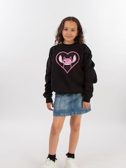 Brands In Black LiloStitch Angel Heart Girls Sweatshirt - Image 1 of 4