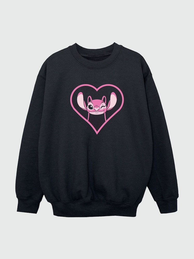 Brands In Black LiloStitch Angel Heart Girls Sweatshirt - Image 2 of 4