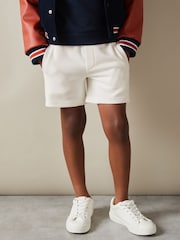 Reiss Off White Robin 9-14 yrs Textured Drawstring Shorts - Image 1 of 5