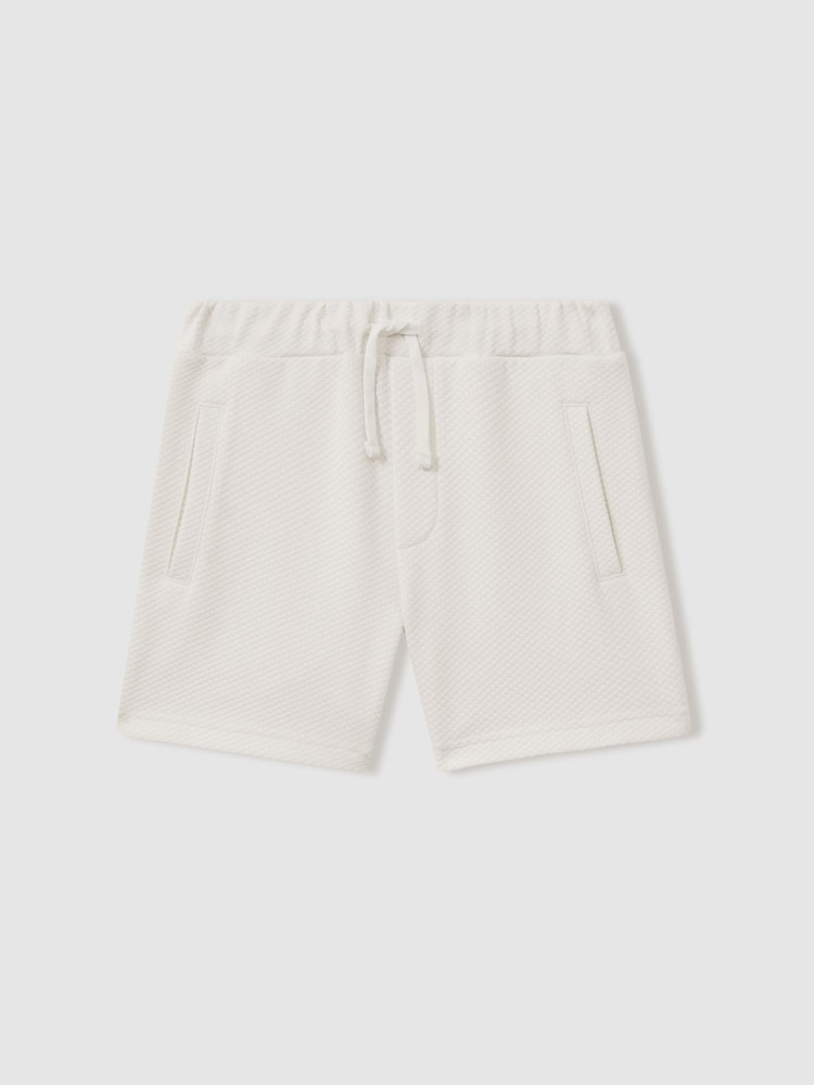 Reiss Off White Robin 9-14 yrs Textured Drawstring Shorts - Image 2 of 5