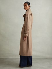 Reiss Camel Jenna Double Breasted Belted Trench Coat - Image 5 of 6