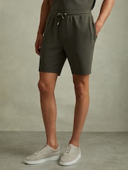 Reiss Green Smoke Amarillo Textured Drawstring Shorts - Image 1 of 6