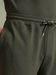 Reiss Green Smoke Amarillo Textured Drawstring Shorts - Image 4 of 6