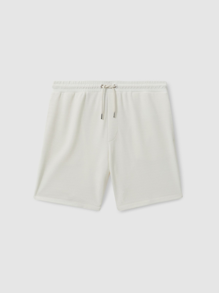 Reiss Off White Amarillo Textured Drawstring Shorts - Image 2 of 5