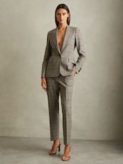 Reiss Grey Check Tamy Petite Checked Slim Fit Suit Blazer - Image 1 of 7