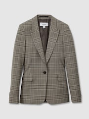 Reiss Grey Check Tamy Petite Checked Slim Fit Suit Blazer - Image 2 of 7