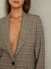 Reiss Grey Check Tamy Petite Checked Slim Fit Suit Blazer - Image 4 of 7