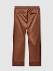 Reiss Tobacco/Ecru Basa Ché Satin Effect Colourblock Drawstring Trousers - Image 3 of 5