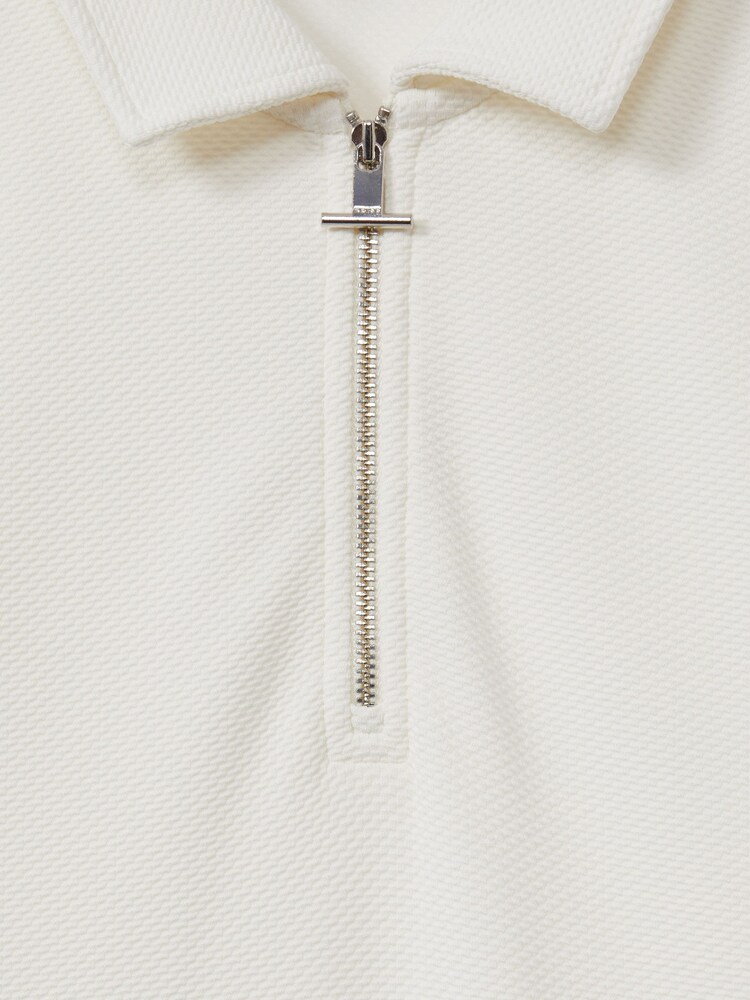 Reiss Off White Albany Textured Zip-Neck Polo Shirt - Image 5 of 5 Reiss Off White Albany Textured Zip-Neck Polo Shirt - Image 5 of 5