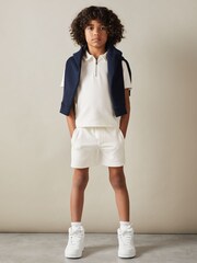 Off White - Reiss Creed Teksturirana polo majica s pol zadrgo majice - Slika 3 iz 4
