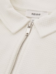 Off White - Reiss Creed Teksturirana polo majica s pol zadrgo majice - Slika 4 iz 4