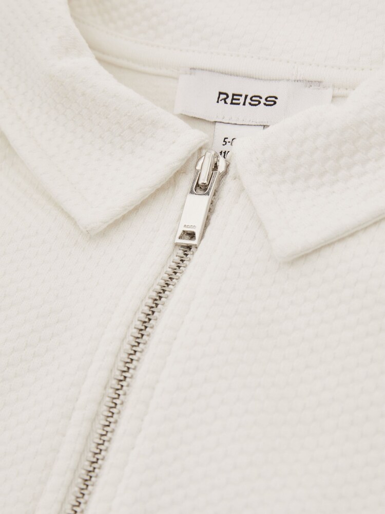 Reiss Off White Creed 9-14 yrs Textured Half-Zip Polo Shirt - Image 4 of 4 Reiss Off White Creed 9-14 yrs Textured Half-Zip Polo Shirt - Image 4 of 4