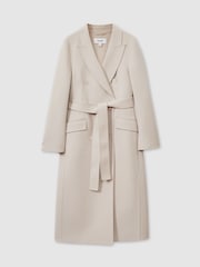 Reiss Neutral Maeve Wool-Blend Double-Breasted Blindseam Coat - Image 2 of 7