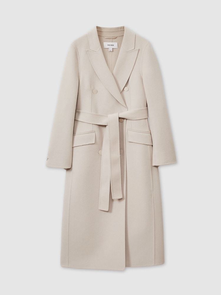 Reiss Neutral Maeve Wool-Blend Double-Breasted Blindseam Coat - Image 2 of 7