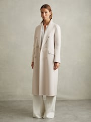 Reiss Neutral Maeve Wool-Blend Double-Breasted Blindseam Coat - Image 3 of 7