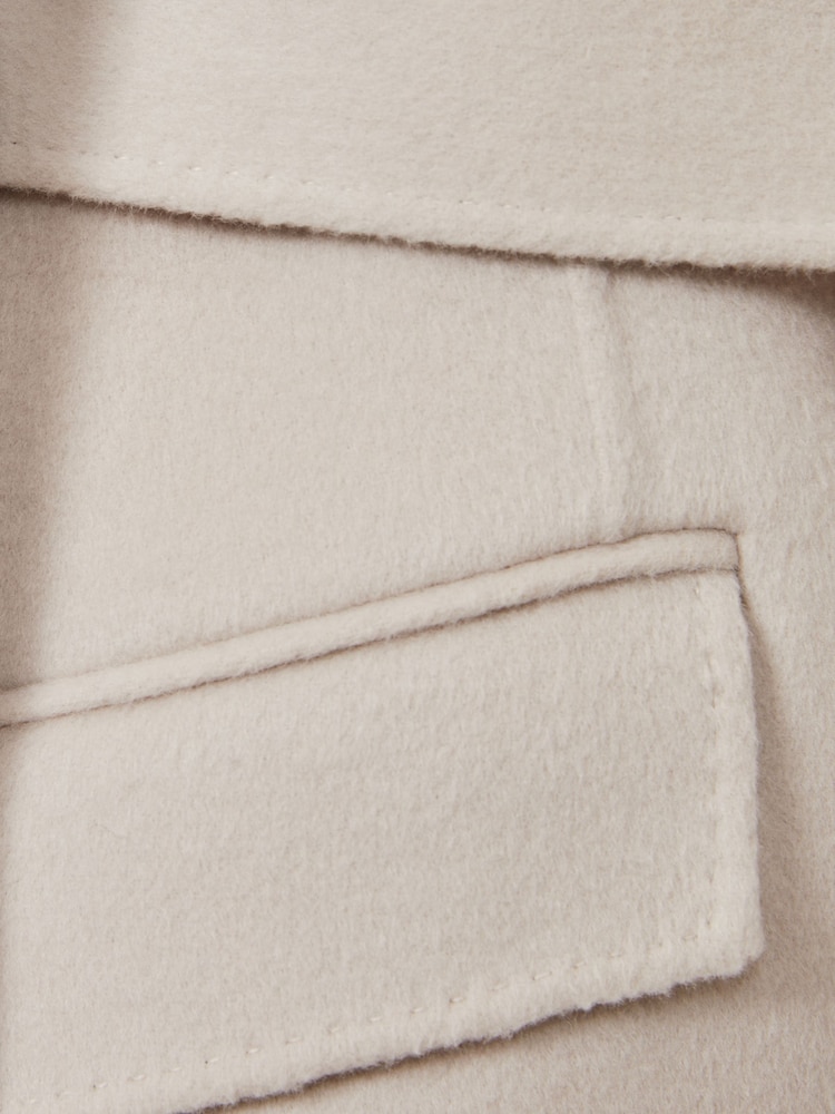 Reiss Neutral Maeve Wool-Blend Double-Breasted Blindseam Coat - Image 7 of 7