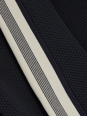 Reiss Navy Chicago Textured Stripe Half-Zip Funnel Neck Sweatshirt - Image 5 of 5