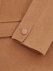 Reiss Toffee Maeve Petite Wool-Blend Double-Breasted Blindseam Coat - Image 6 of 7
