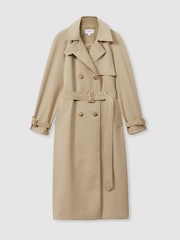 Reiss Khaki Darcie Double Breasted Belted Trench Coat - Image 2 of 8