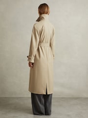 Reiss Khaki Darcie Double Breasted Belted Trench Coat - Image 5 of 8