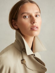 Reiss Khaki Darcie Double Breasted Belted Trench Coat - Image 6 of 8