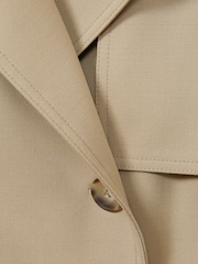 Reiss Khaki Darcie Double Breasted Belted Trench Coat - Image 8 of 8