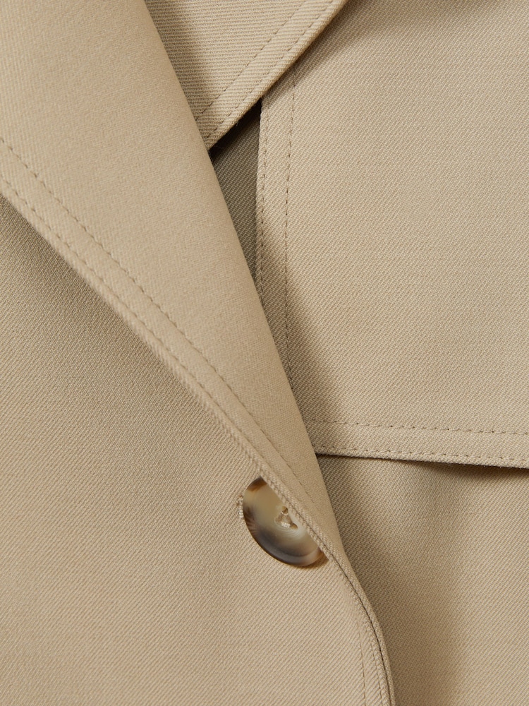 Reiss Khaki Darcie Double Breasted Belted Trench Coat - Image 8 of 8
