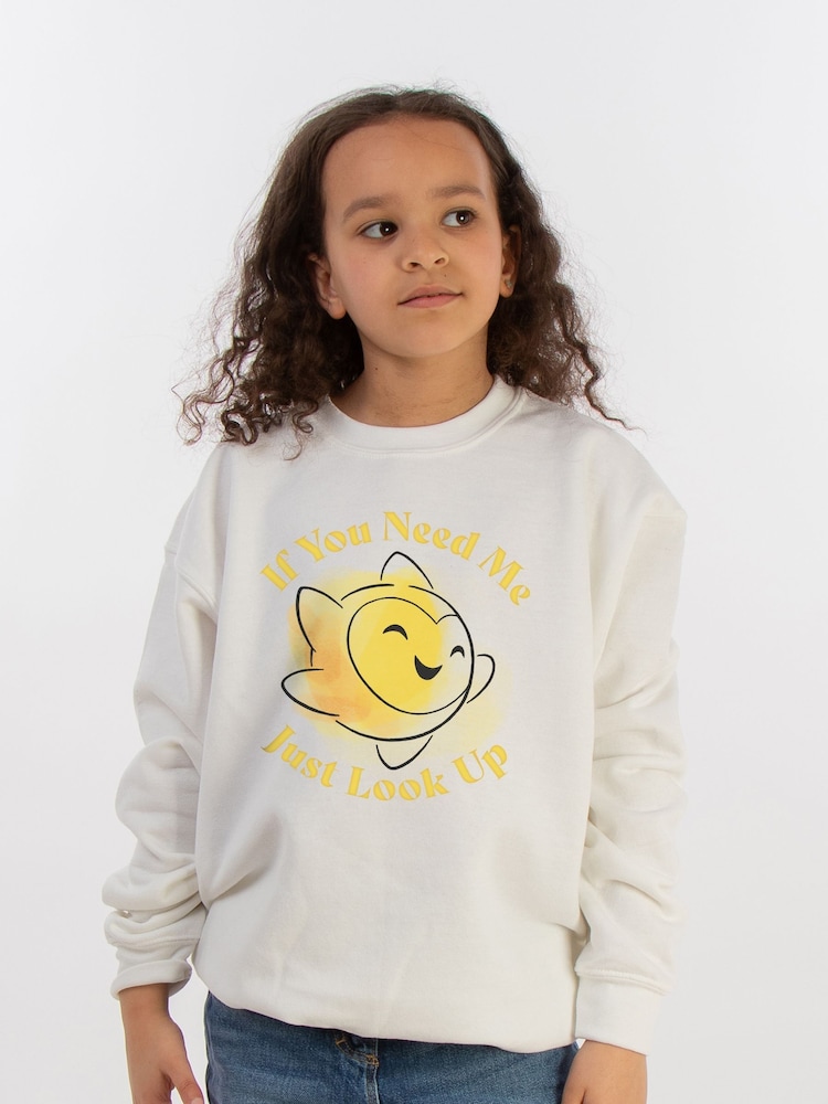 Brands In White Wish If You Need Me Just Look Up Girls Sweatshirt - Image 1 of 3