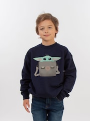 Brands In Blue Baby Boys Yoda Star Wars The Mandalorian Heather Sweatshirt - Image 1 of 3