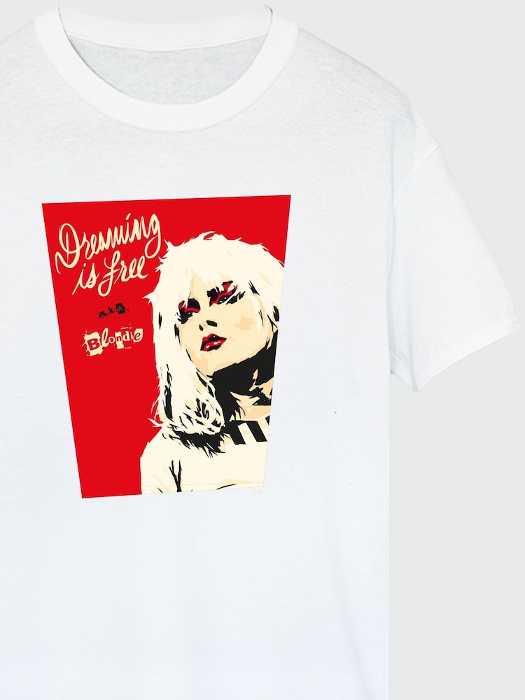 Brands In White Blondie Dreaming Is Free Women Boyfriend Fit Music T-Shirt - Image 3 of 3