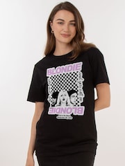 Brands In Black Blondie Checked Women Boyfrined Fit Music T-Shirt - Image 1 of 3