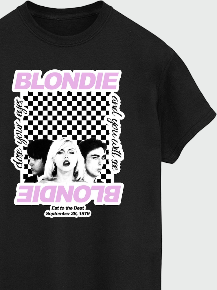 Brands In Black Blondie Checked Women Boyfrined Fit Music T-Shirt - Image 3 of 3