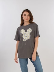 Brands In Grey Mickey Mouse Chamomile Head Women Boyfriend Fit T-Shirt - Image 1 of 3