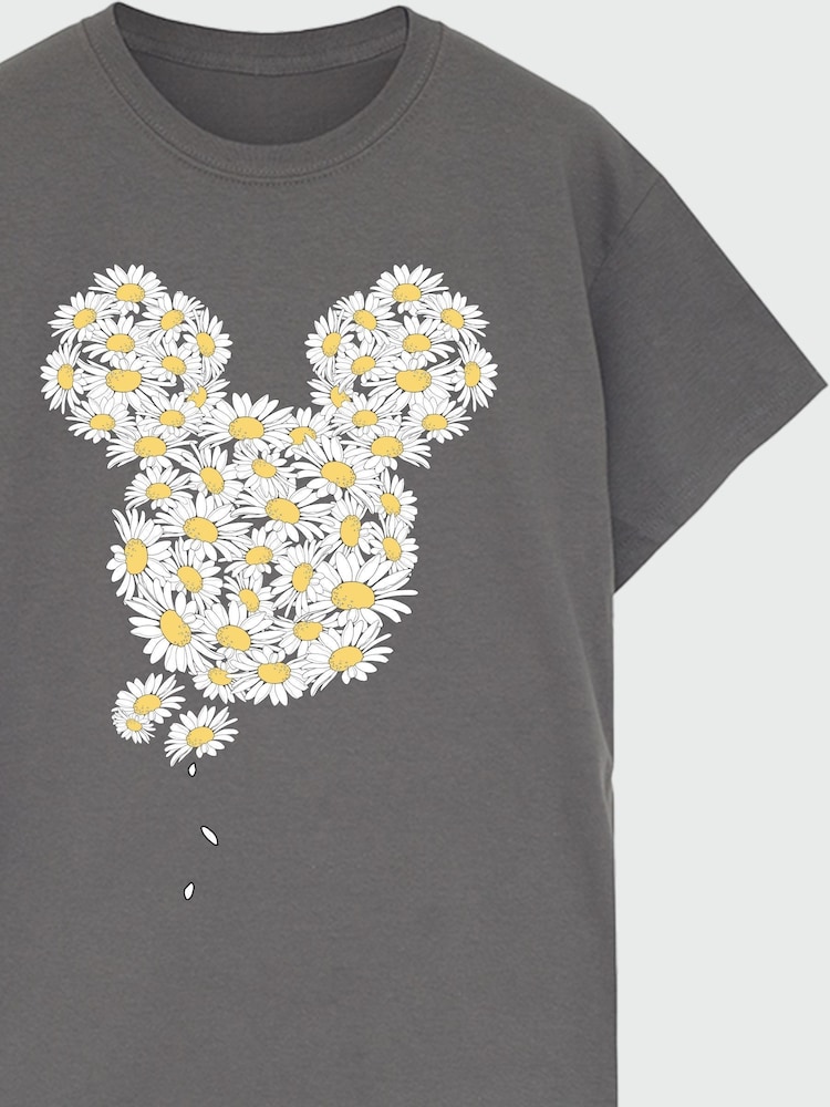 Brands In Grey Mickey Mouse Chamomile Head Women Boyfriend Fit T-Shirt - Image 3 of 3