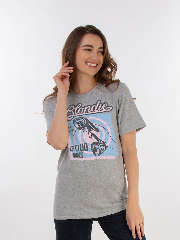 Brands In Grey Blondie Call Me Telephone Women Heather Boyfriend Fit Music T-Shirt - Image 1 of 3