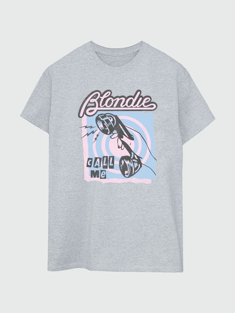 Brands In Grey Blondie Call Me Telephone Women Heather Boyfriend Fit Music T-Shirt - Image 2 of 3