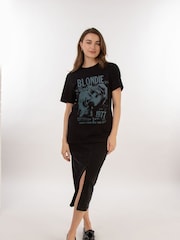 Brands In Black Blondie Tour 1977 Chest Women Boyfriend Fit Music T-Shirt - Image 1 of 3