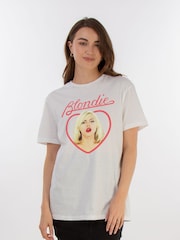 Brands In White Blondie Heart Women Boyfriend Fit Music T-Shirt - Image 1 of 3