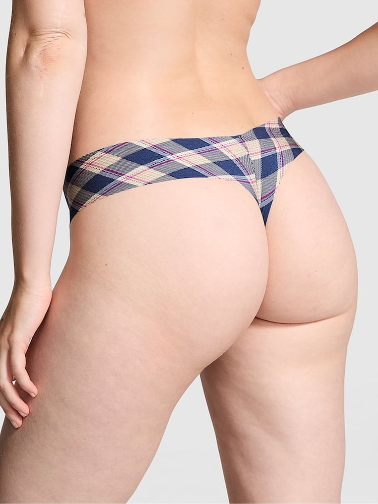 Victoria's Secret PINK Blue Navy Plaid Print Thong Knickers - Image 2 of 3 Victoria's Secret PINK Blue Navy Plaid Print Thong Knickers - Image 2 of 3