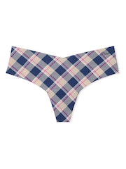 Victoria's Secret PINK Blue Navy Plaid Print Thong Knickers - Image 3 of 3