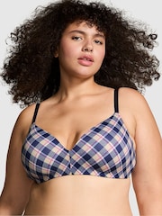 Victoria's Secret PINK Blue Navy Plaid Print Non Wired Lightly Lined Bra - Image 1 of 3