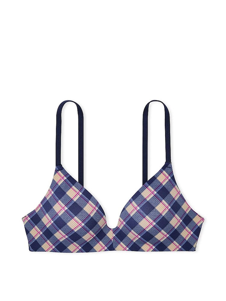Victoria's Secret PINK Blue Navy Plaid Print Non Wired Lightly Lined Bra - Image 2 of 3 Victoria's Secret PINK Blue Navy Plaid Print Non Wired Lightly Lined Bra - Image 2 of 3
